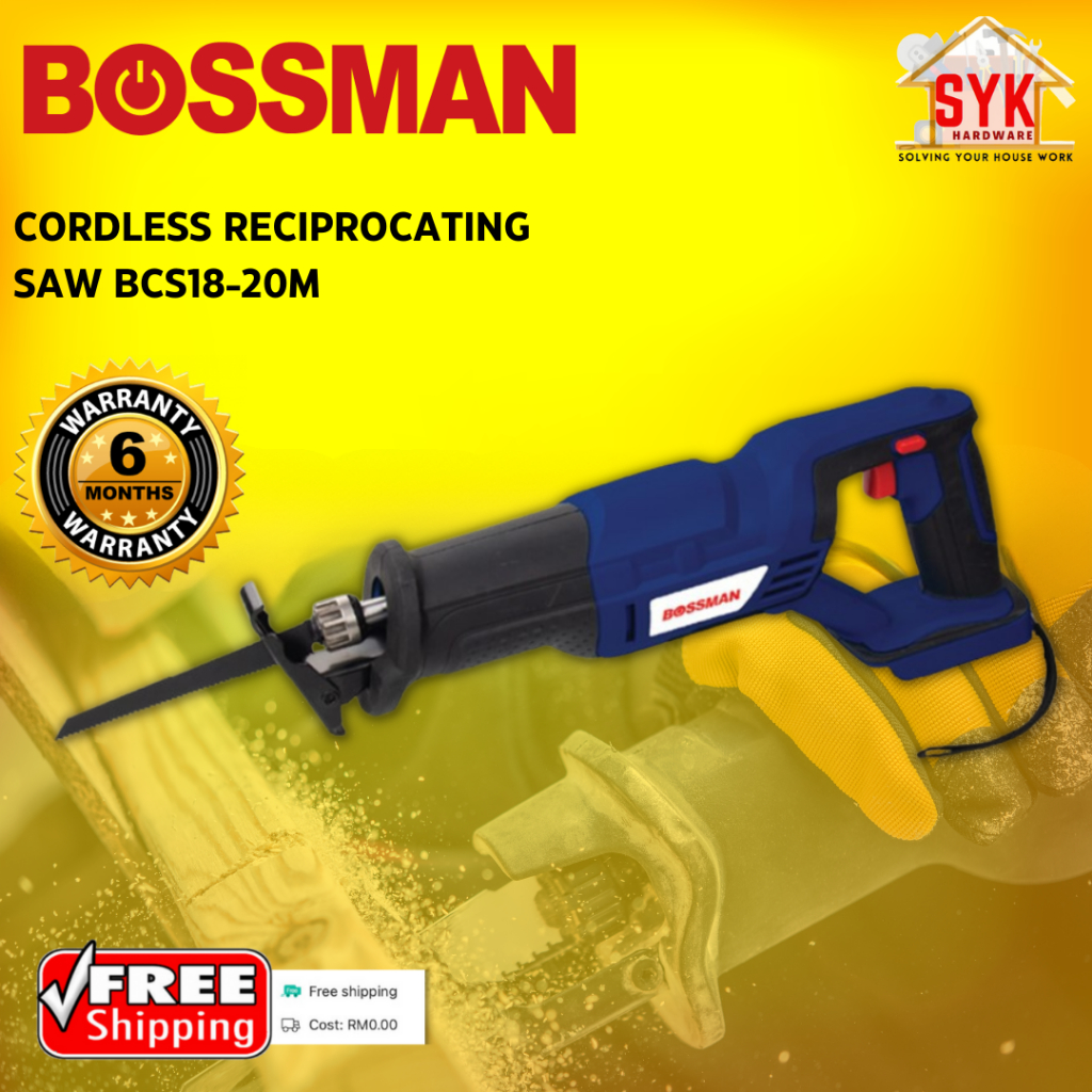 SYK (Free Shipping) BOSSMAN Cordless Reciprocating Saw BCS18-20M Saw Wood Sabre Saw Electric Saw Mesin Potong Kayu Besi