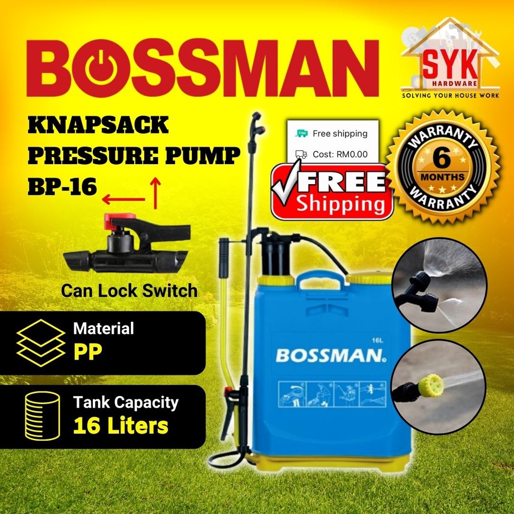 SYK (Free Shipping) Bossman/Harz Manual Knapsack Pressure Pump Agriculture Chemical Sprayer Pam Racun Tong Racun