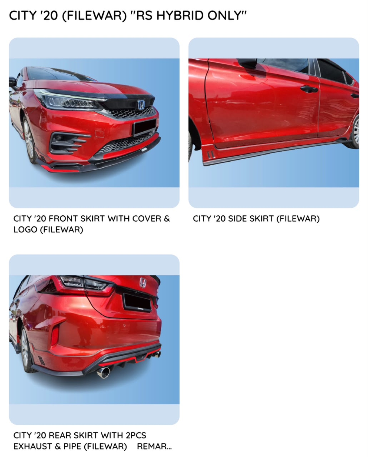 City 20 Filewar Bodykit (RS hybrid only)