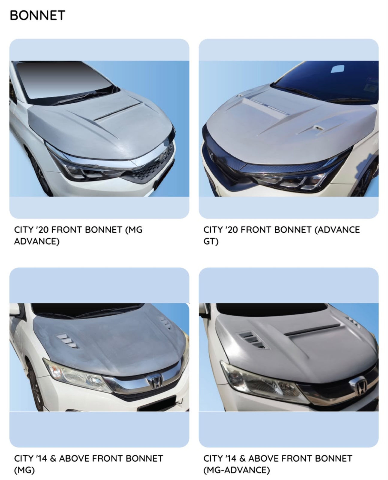 City front bonnet