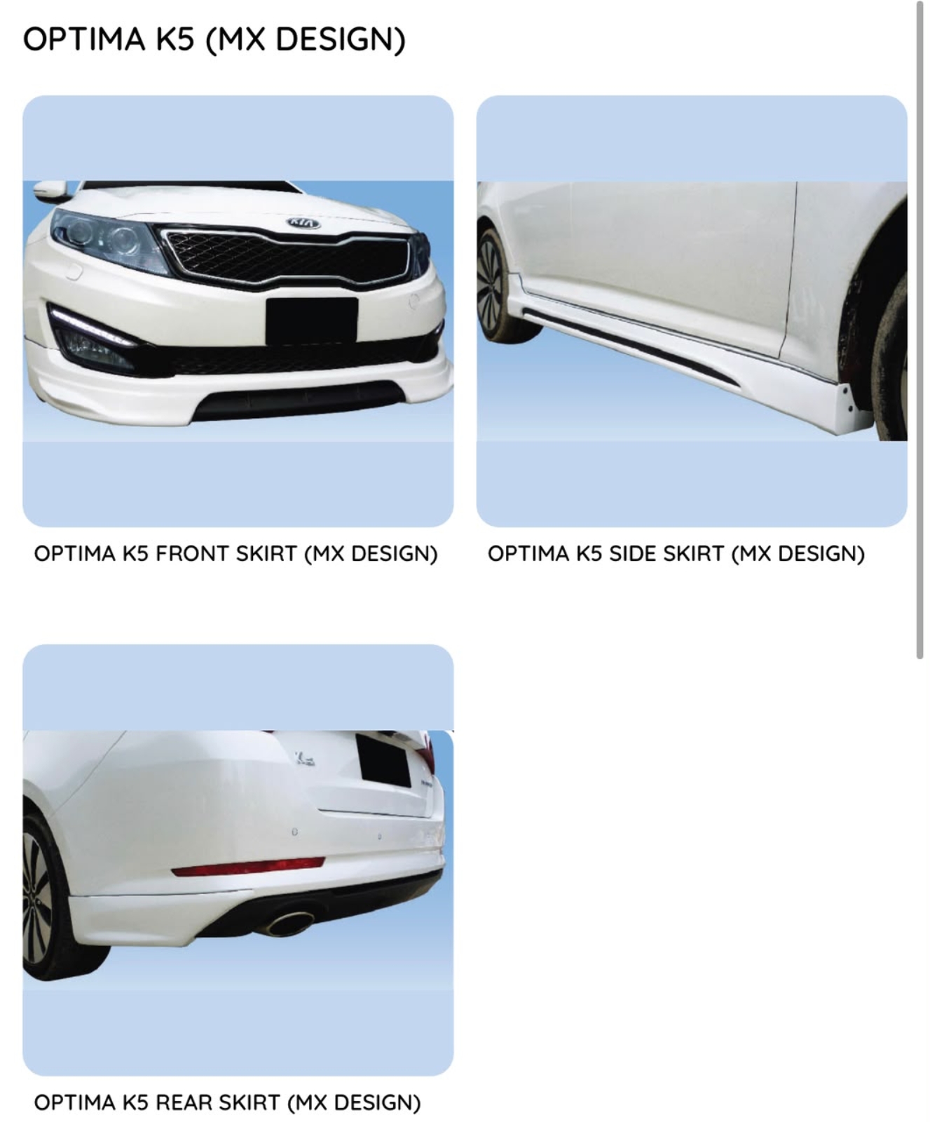Optima K5 MX design Bodykit