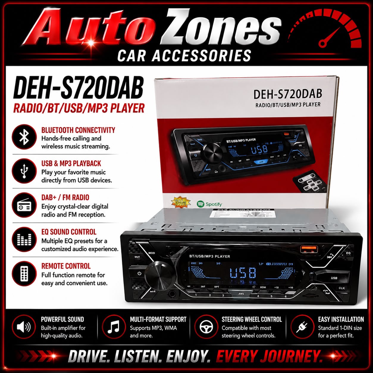 Universal Single DIN Android Player | Apple CarPlay & Android Auto Car Stereo | Touch Screen GPS Bluetooth WiFi Multimedia Head Unit