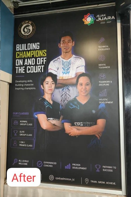 Print Window Sticker For Badminton Lessons At Setapak, KL | Glass Door Sticker | Shopfront Branding | Business Promotion | Membership Promotion | Grand Opening | Sports Academy | Window Advertising | Promotional Display