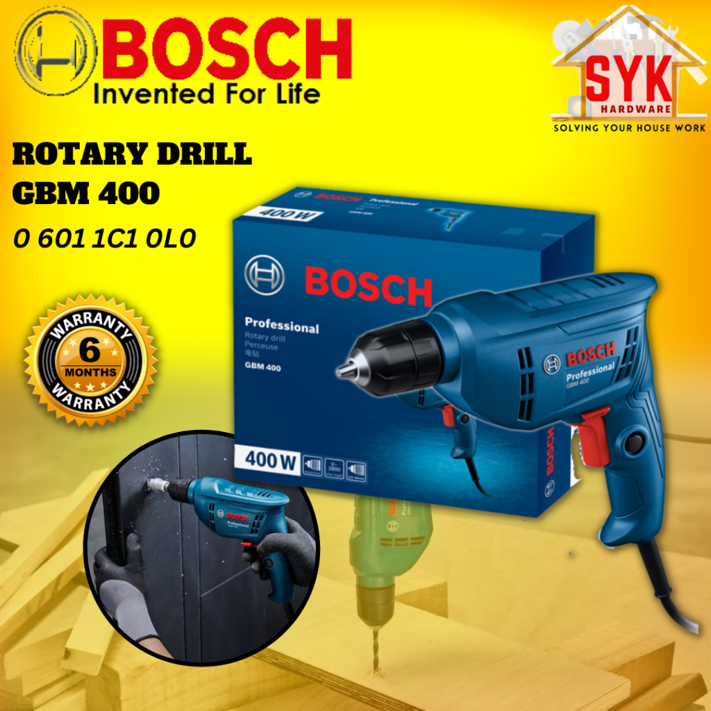 SYK Bosch GBM400 GBM 400 Rotary Drill Electric Hand Drill Machine Mesin Elektrik Gerudi Drill Kayu Aluminium 06011C10L0