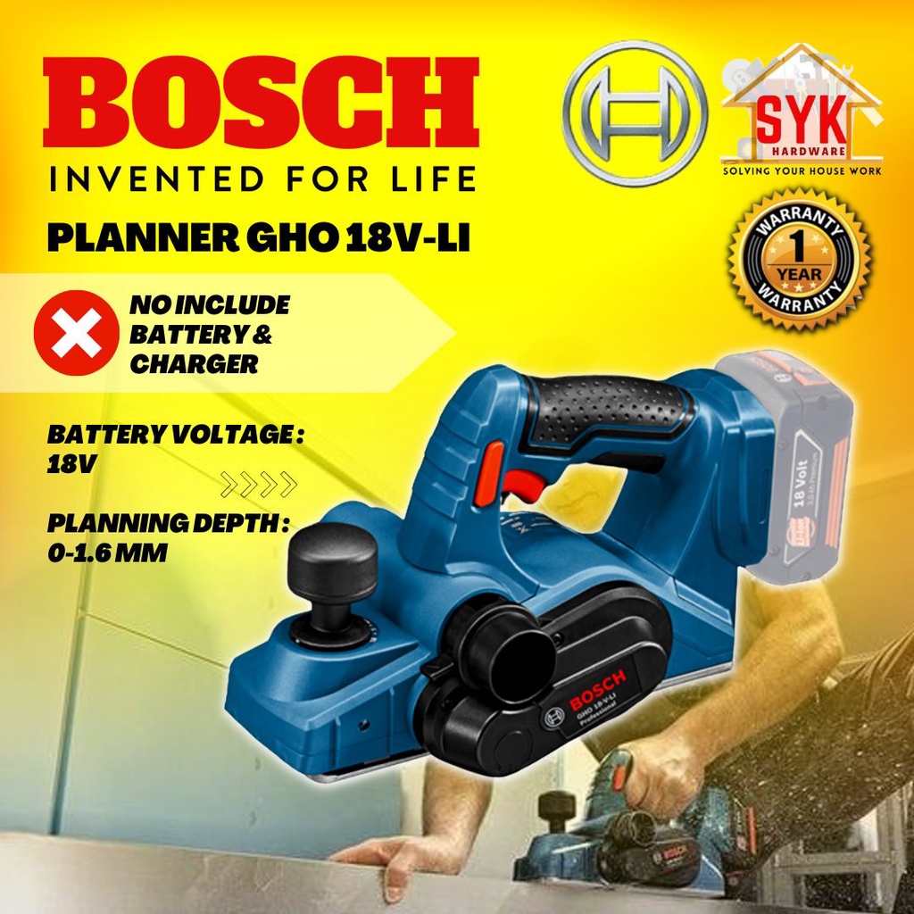 SYK Bosch GHO 18V-LI GHO18V-LI Solo Professional Cordless Planer Wood Planer Machine Hand Planer Wood - 06015A0300