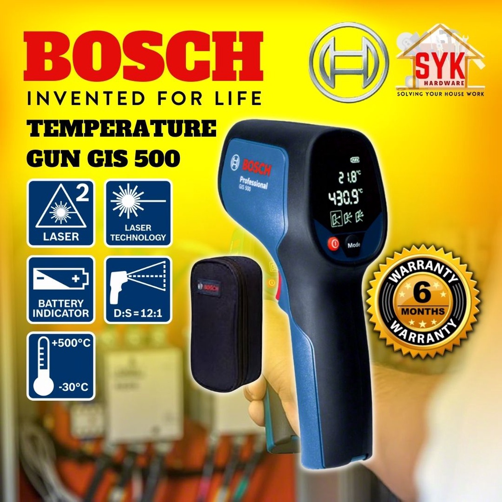 SYK Bosch GIS500 GIS 500 Digital Temperature Scanner Thermometer Infrared Gun Suhu Thermometer - 0601083480