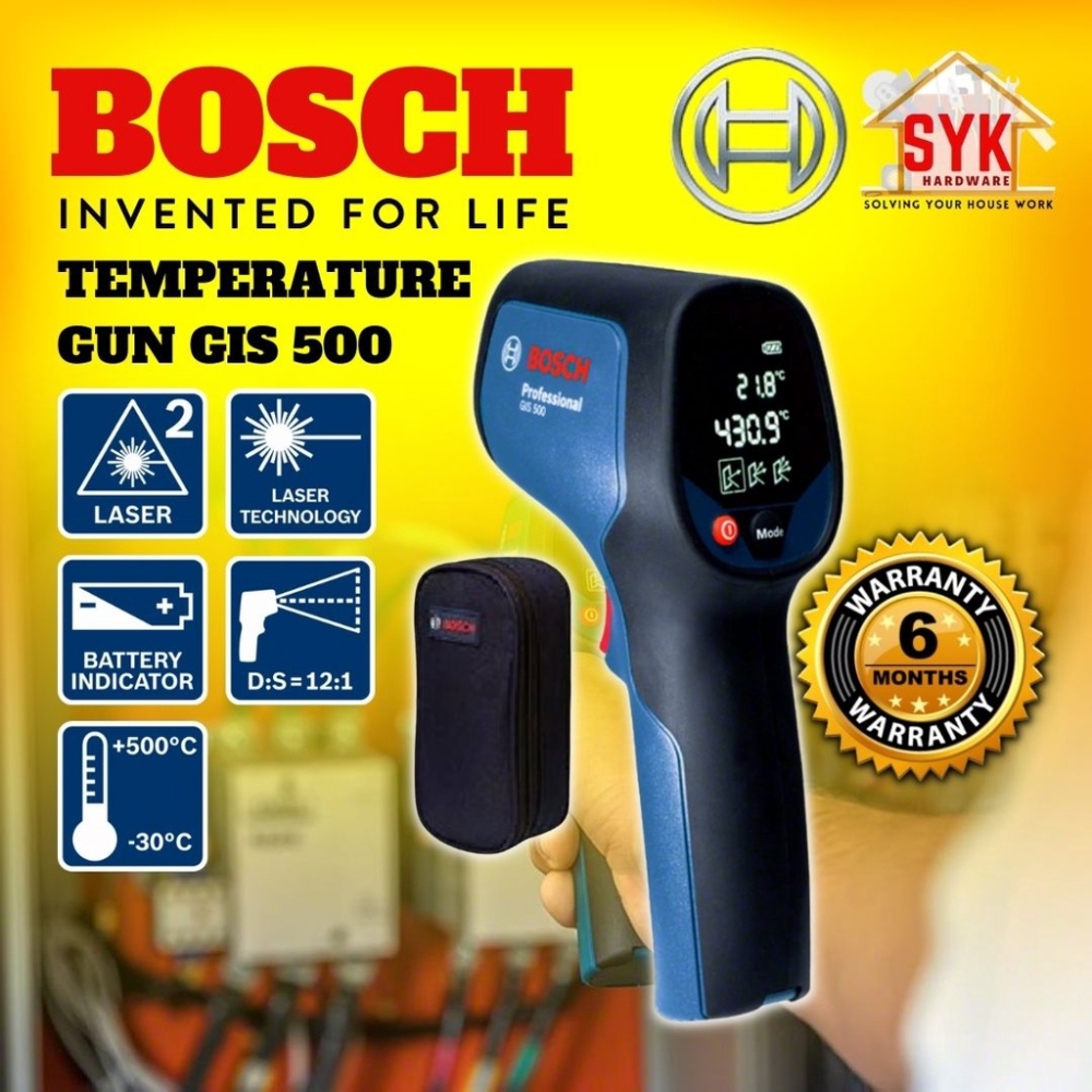 SYK Bosch GIS500 GIS 500 Digital Temperature Scanner Thermometer Infrared Gun Suhu Thermometer - 0601083480
