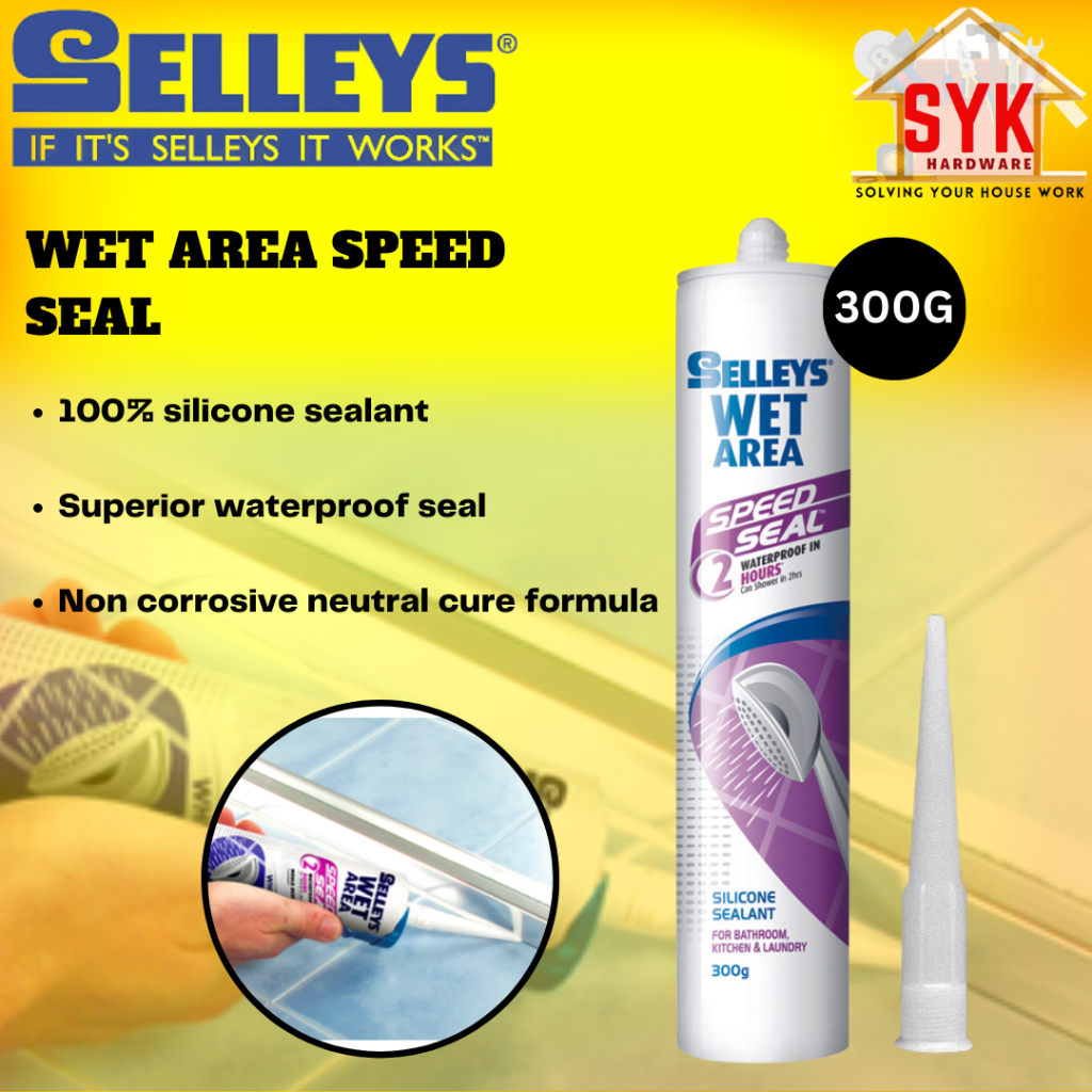 SYK Selleys Wet Area Speed Seal Clear Silicone Sealant Waterproof Bathroom Sink Silikon Gam Sink Dapur