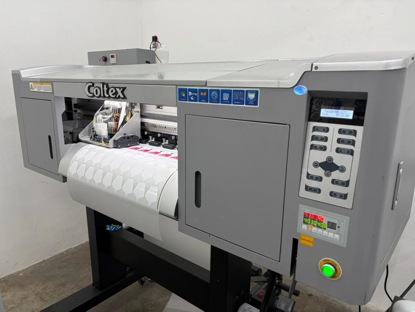 DTF printer producing transfer film for custom apparel