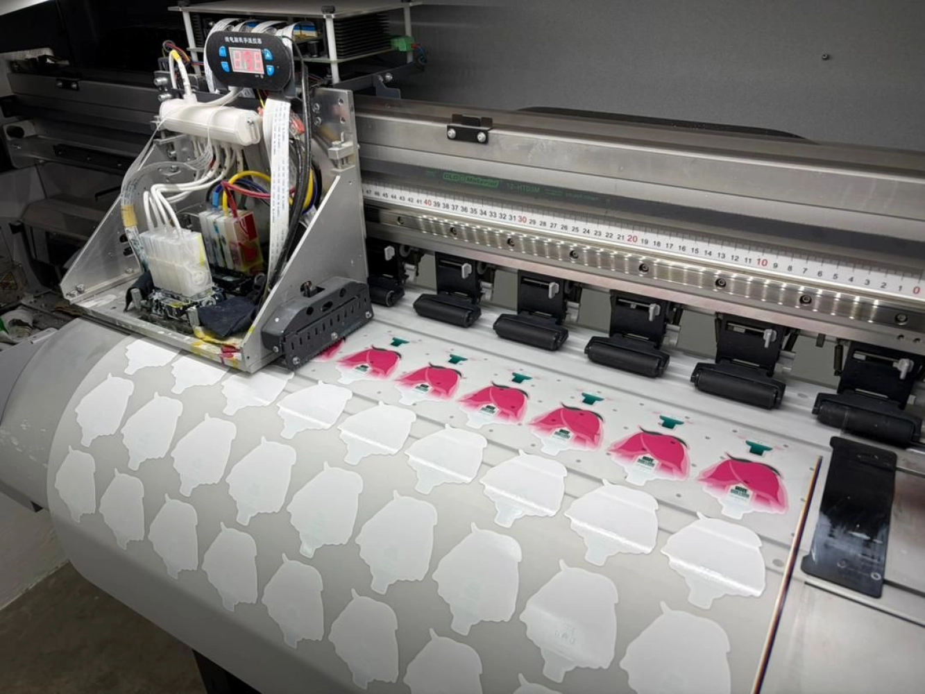 DTF transfer film printing process with detailed colour artwork