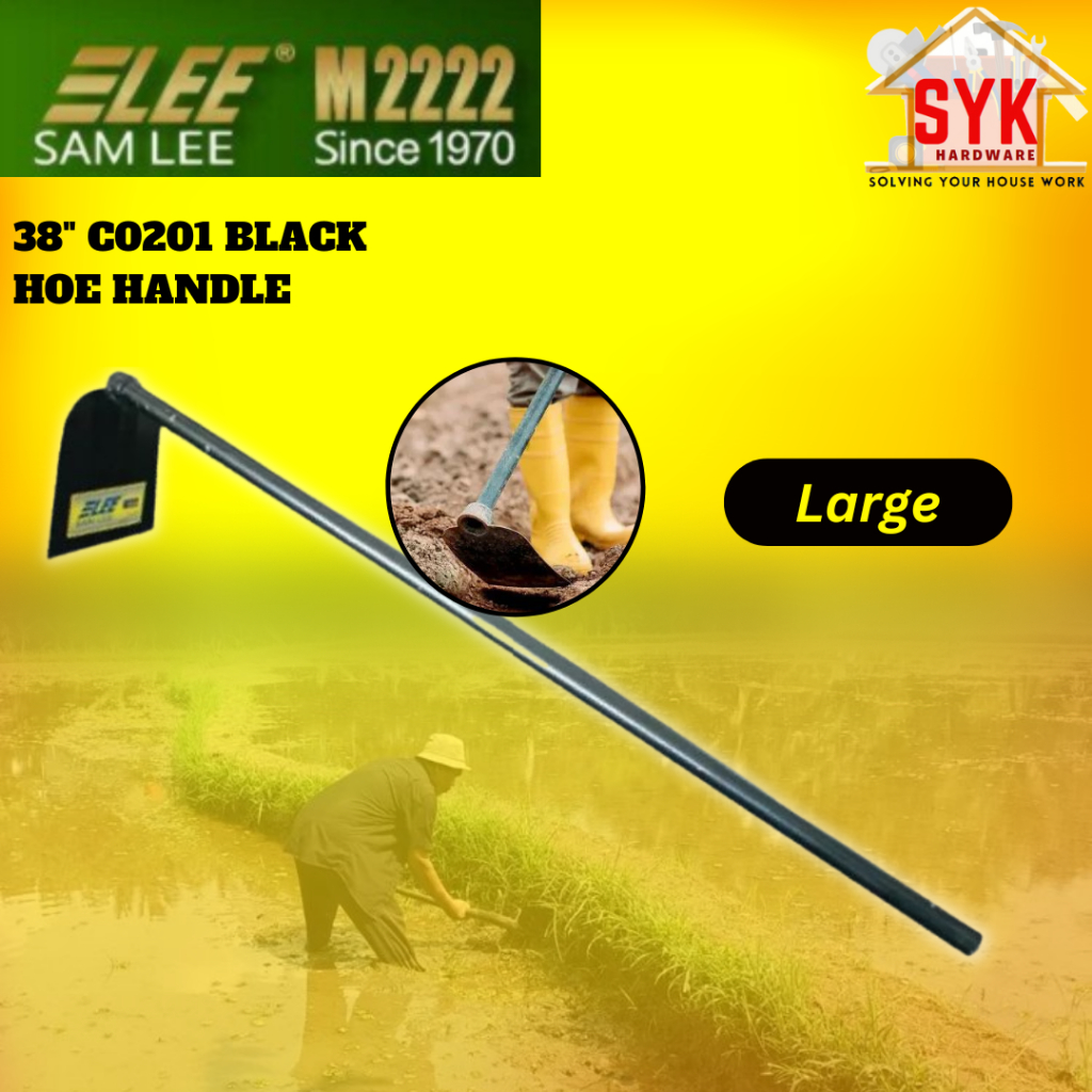 SYK Samlee C0201 38 Inch Small Large Black Hoe Handle Outdoor Gardening Tools Cangkul Besi Rumput