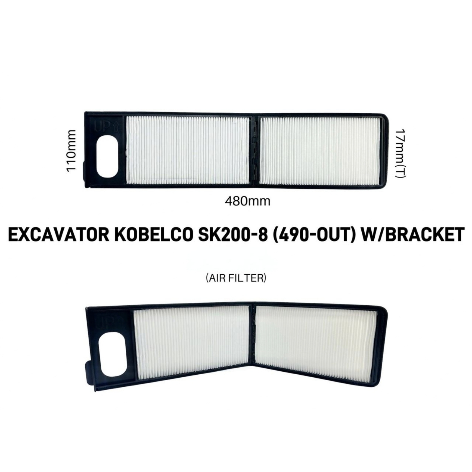 AIR FILTER KOBELCO EXCAVATOR SK200-8 (490-OUT) W/BRACKET
