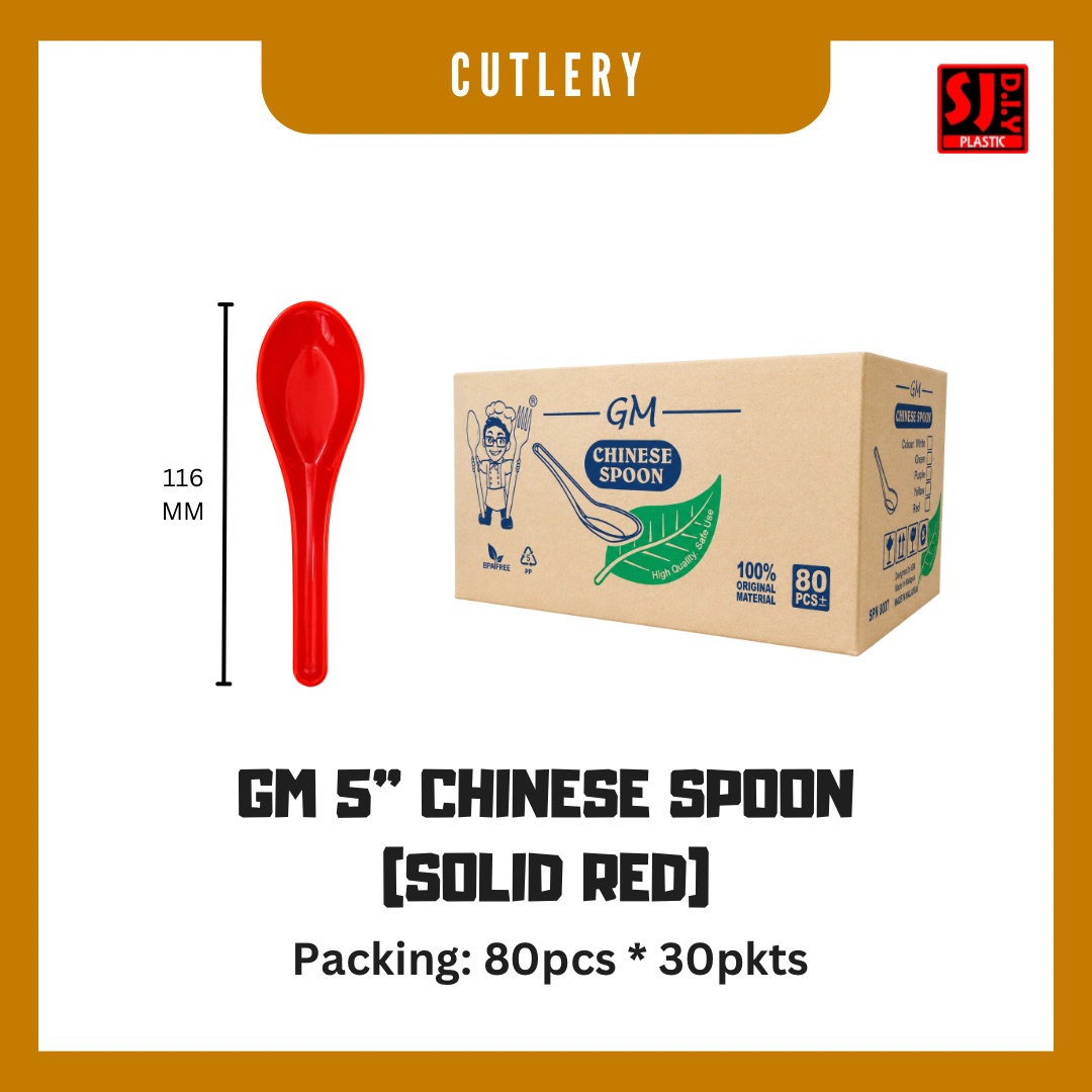 GM 5” Chinese Spoon (Solid Red)