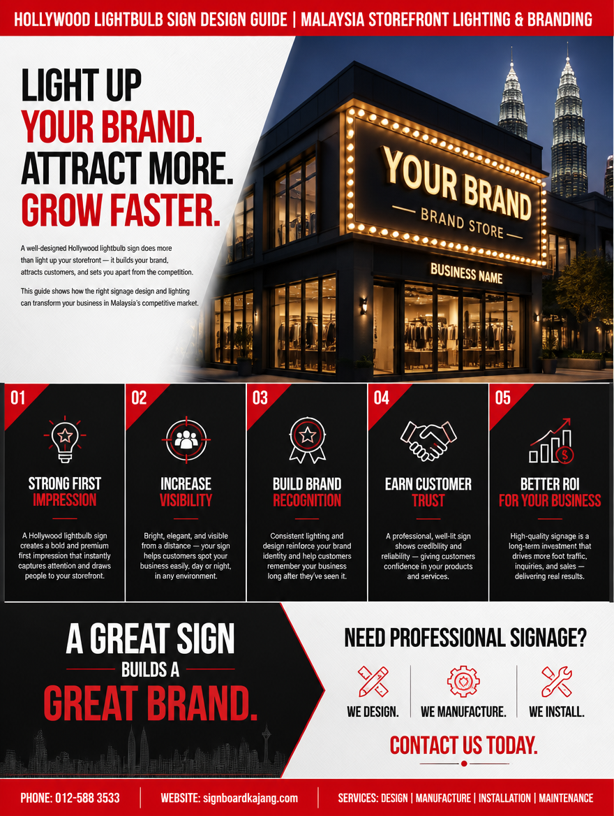 Hollywood Lightbulb Sign Design Guide | Malaysia Storefront Lighting & Branding