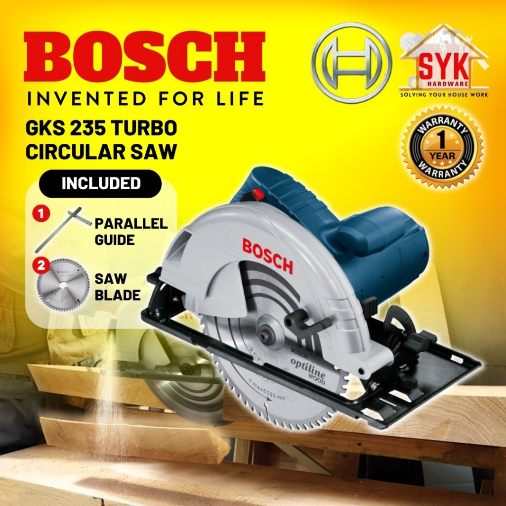 SYK Bosch GKS 235 GKS235 Handheld Turbo Circular Saw Machine Mesin Gergaji Kayu Gergaji Elektrik Bosch - 06015A20L0