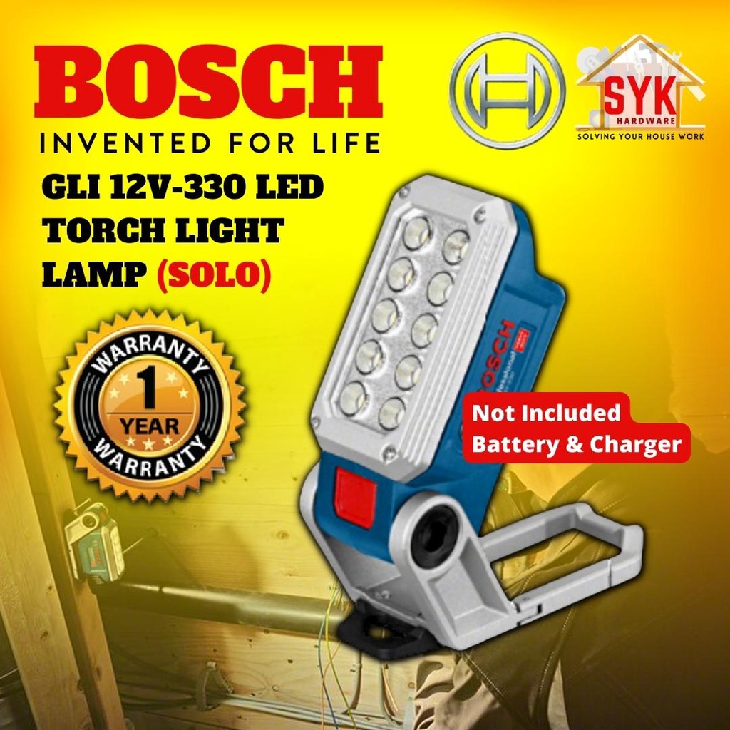 SYK Bosch GLI 12V-330 GLI12V-330 12V LED Torchlight Lamp Solo Lampu Kerja Lampu Suluh LED Torch Light-06014A0000