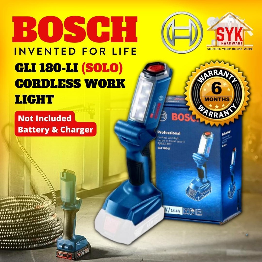 SYK BOSCH GLI 180-LI GLI180-LI(Solo) Cordless Torchlight Work Light Lampu Kerja Lampu Suluh LED Torch Light-06014A11L0