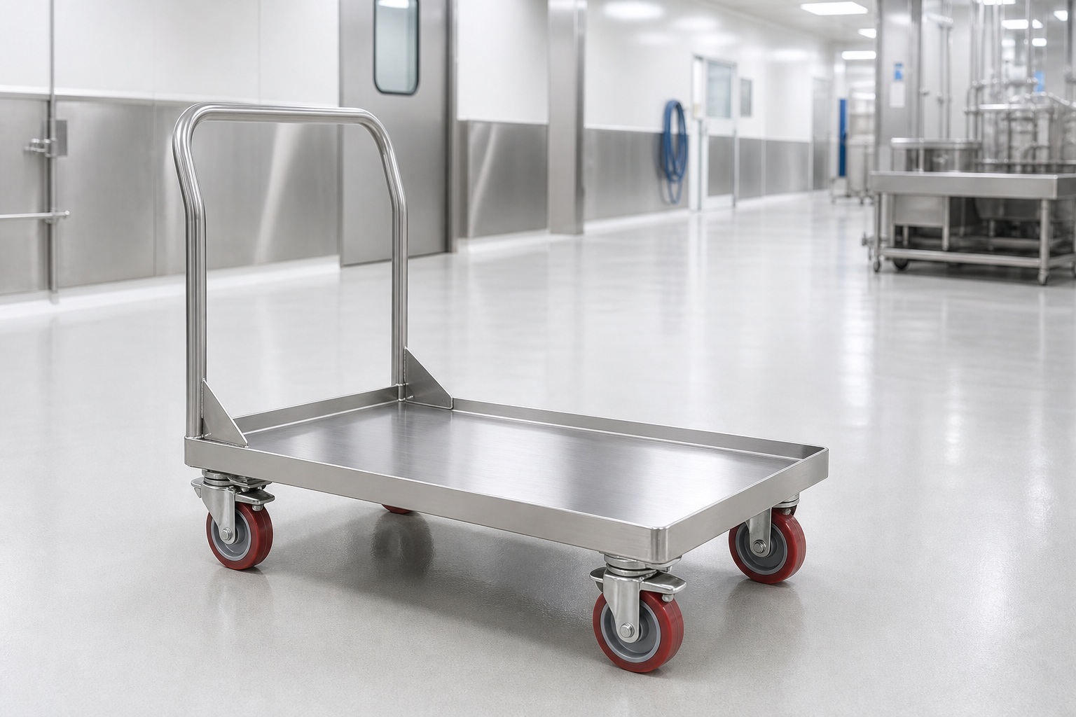 Transporter Trolleys for Wet Rooms Where Cartons Meet Washdown