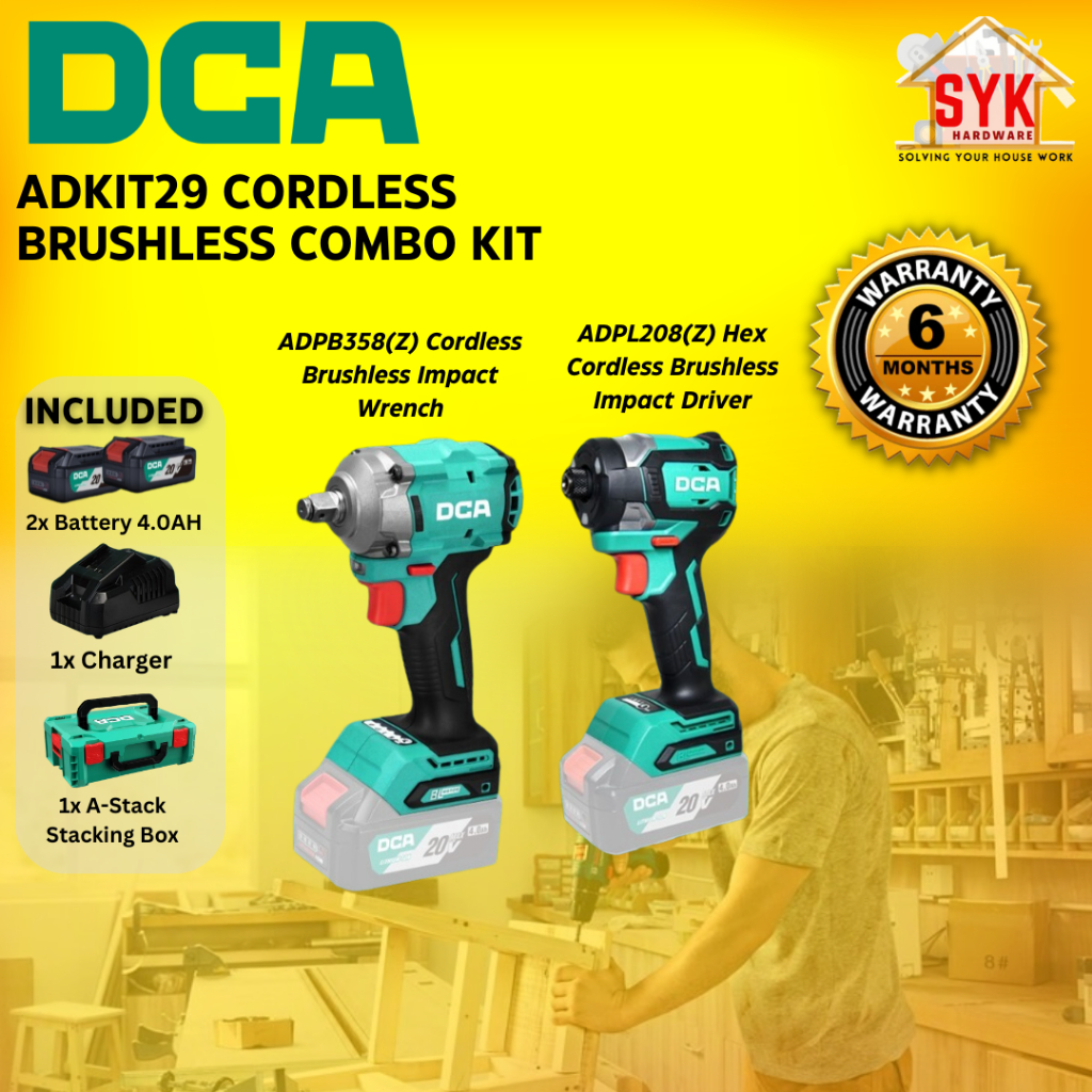 SYK Free Shipping DCA ADKIT29 Combo Kit Cordless Brushless Impact Wrench Impact Driver Battery Machine 20V