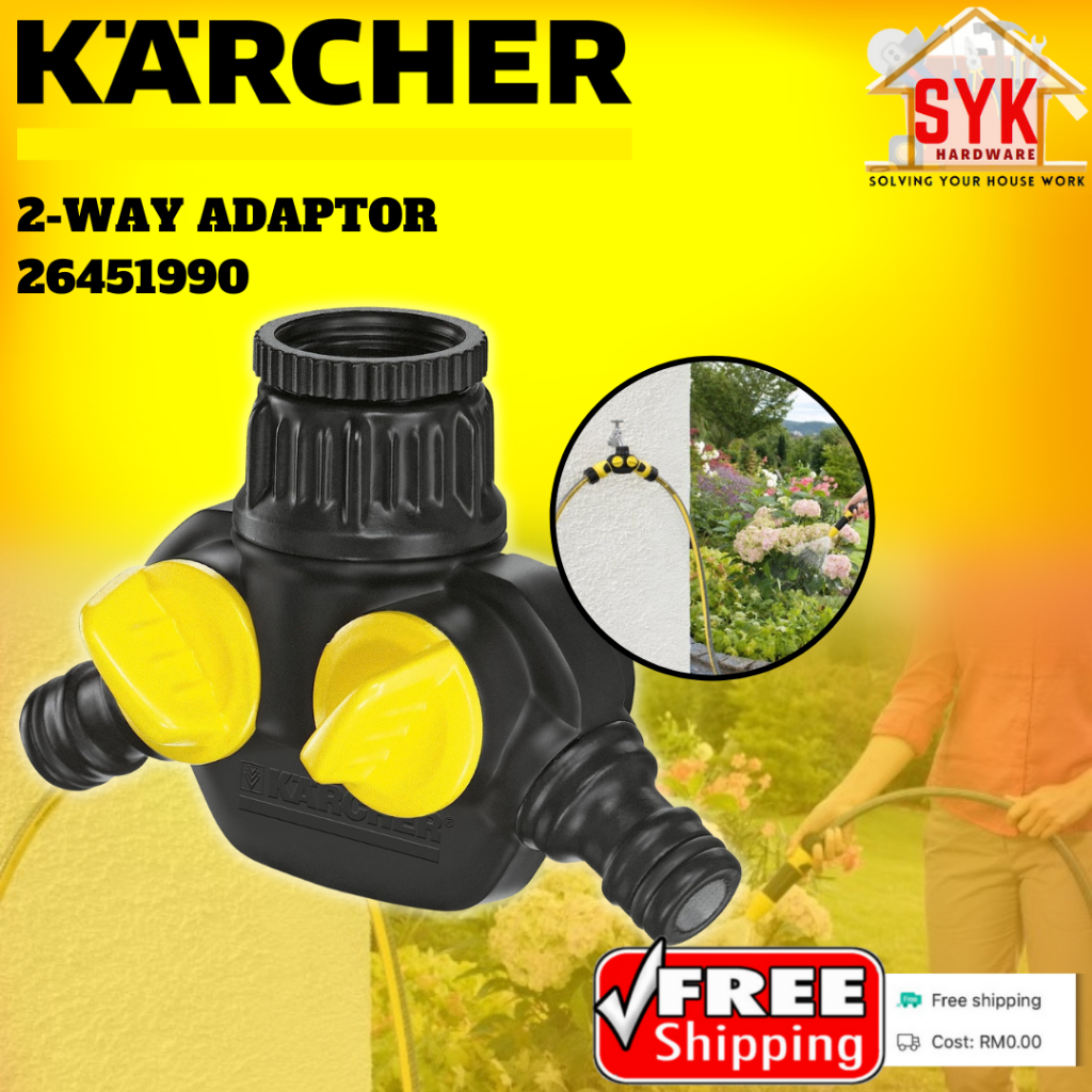 SYK Free Shipping Karcher 26451990 Two Way Adaptor Distributor Water Tap Outdoor Gardening Tools Hose Connector
