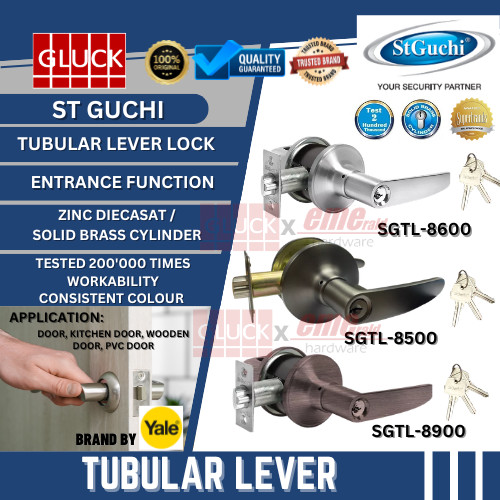 {8 SERIES} ST GUCHI 60-70MM TUBULAR LOCK SILVER/ GUN METAL/ ANTIQUE lock set untuk bilik rumah st guchi