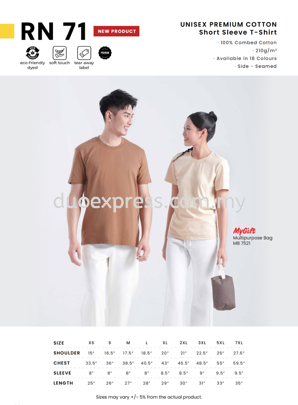 RN71 Cotton 210gsm Roundneck Tee Unisex