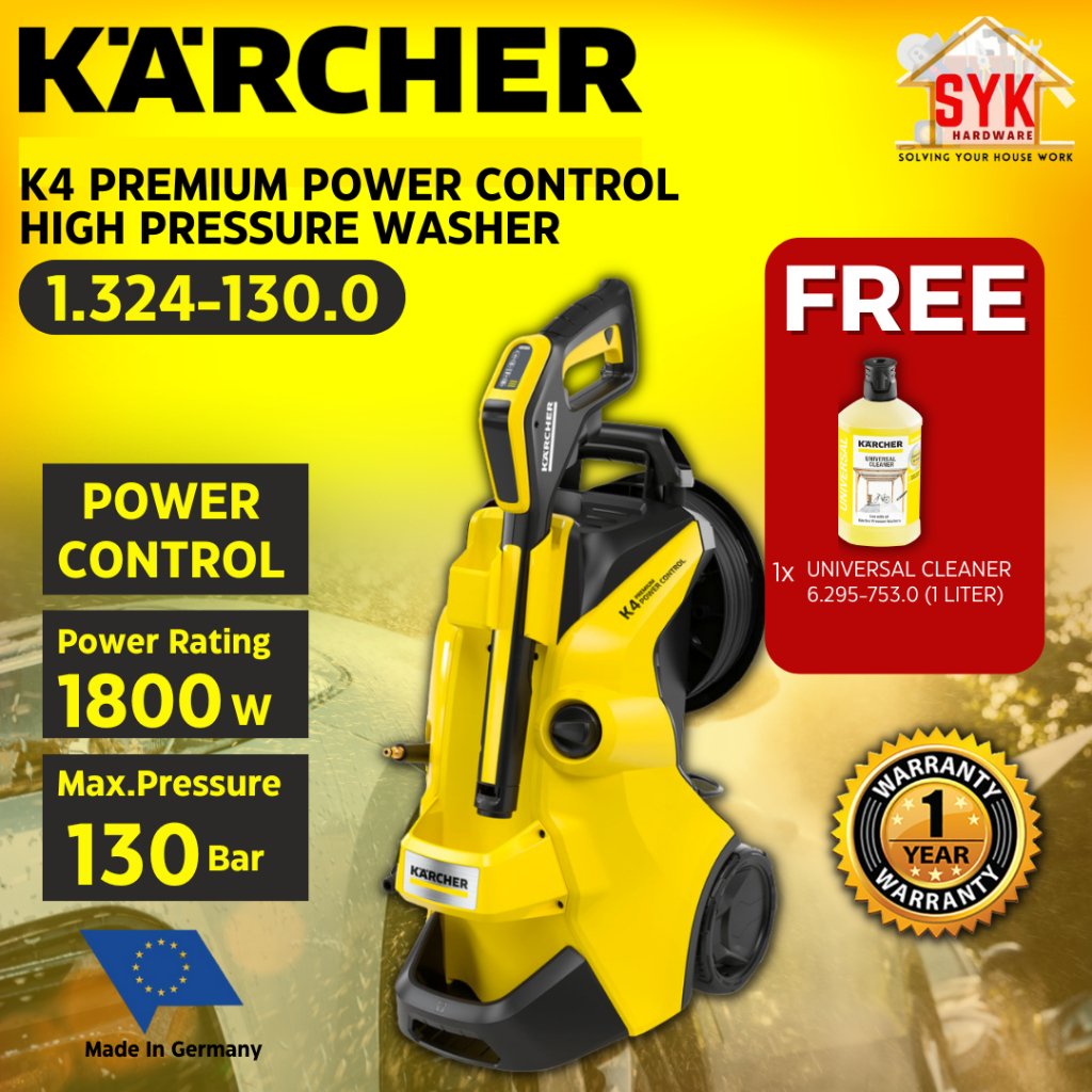 SYK KARCHER K4 Premium 13241300 1800W High Pressure Washer Cleaner Machine Waterjet Mesin Cuci Kereta Lantai FREE GIFT