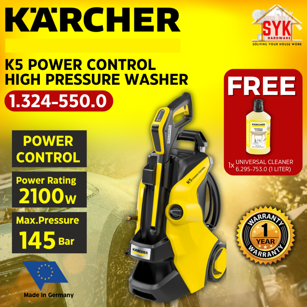 SYK KARCHER K5 Power Control 13245500 2100W High Pressure Washer Cleaner Waterjet Mesin Cuci Kereta Lantai FREE GIFT