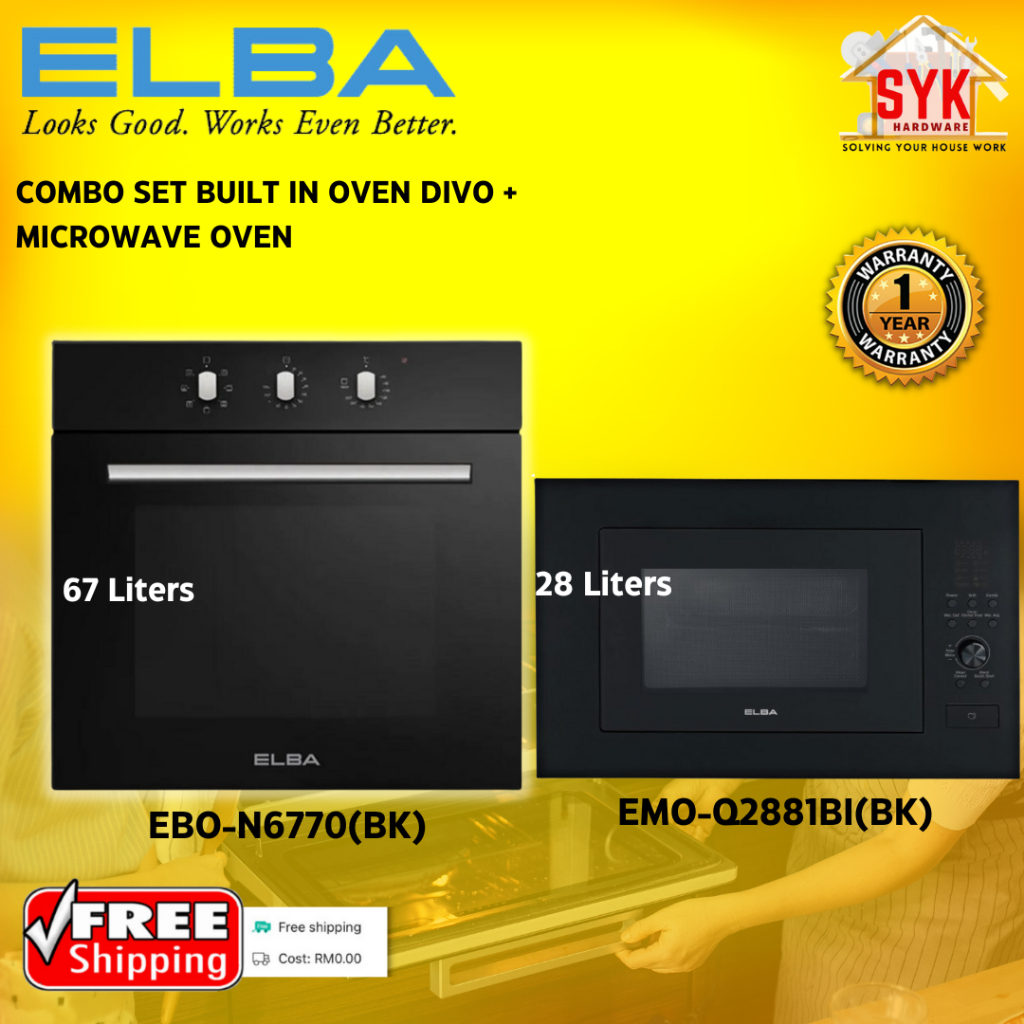 SYK Free Shipping Elba EBO-N6770(BK) EMO-Q2881BI(BK) Divo Built In Oven Electric Microwave Oven Dapur