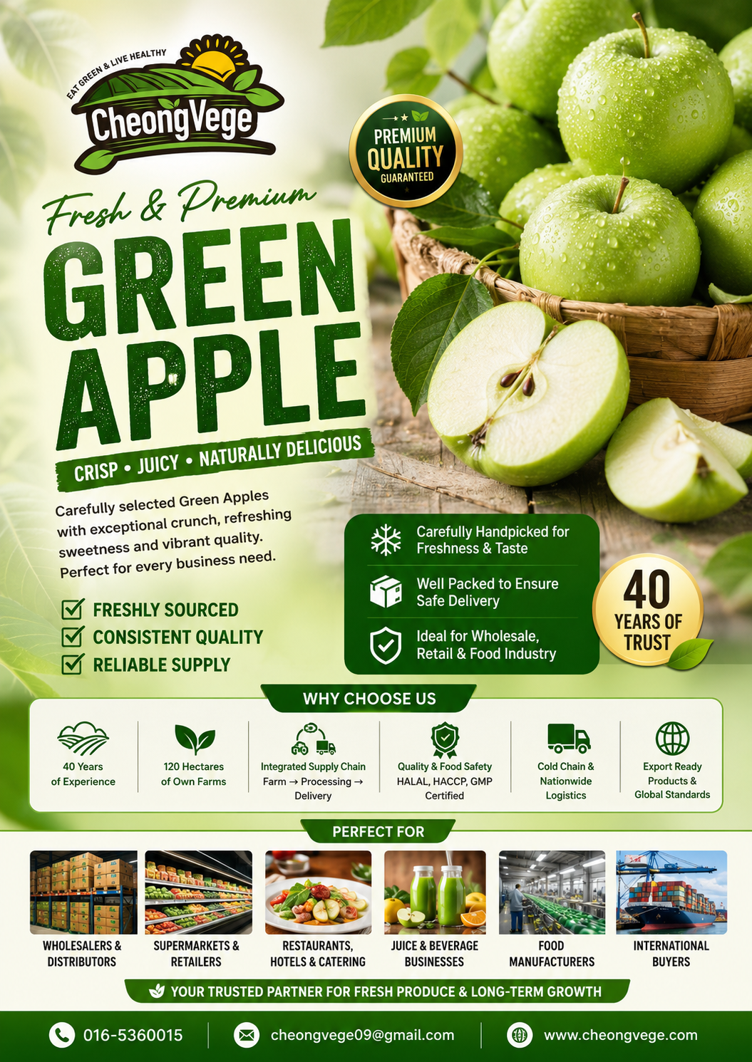 Green Apple Malaysia | Premium Fresh Green Apple Wholesale & Export Supplier | Cheong Vege