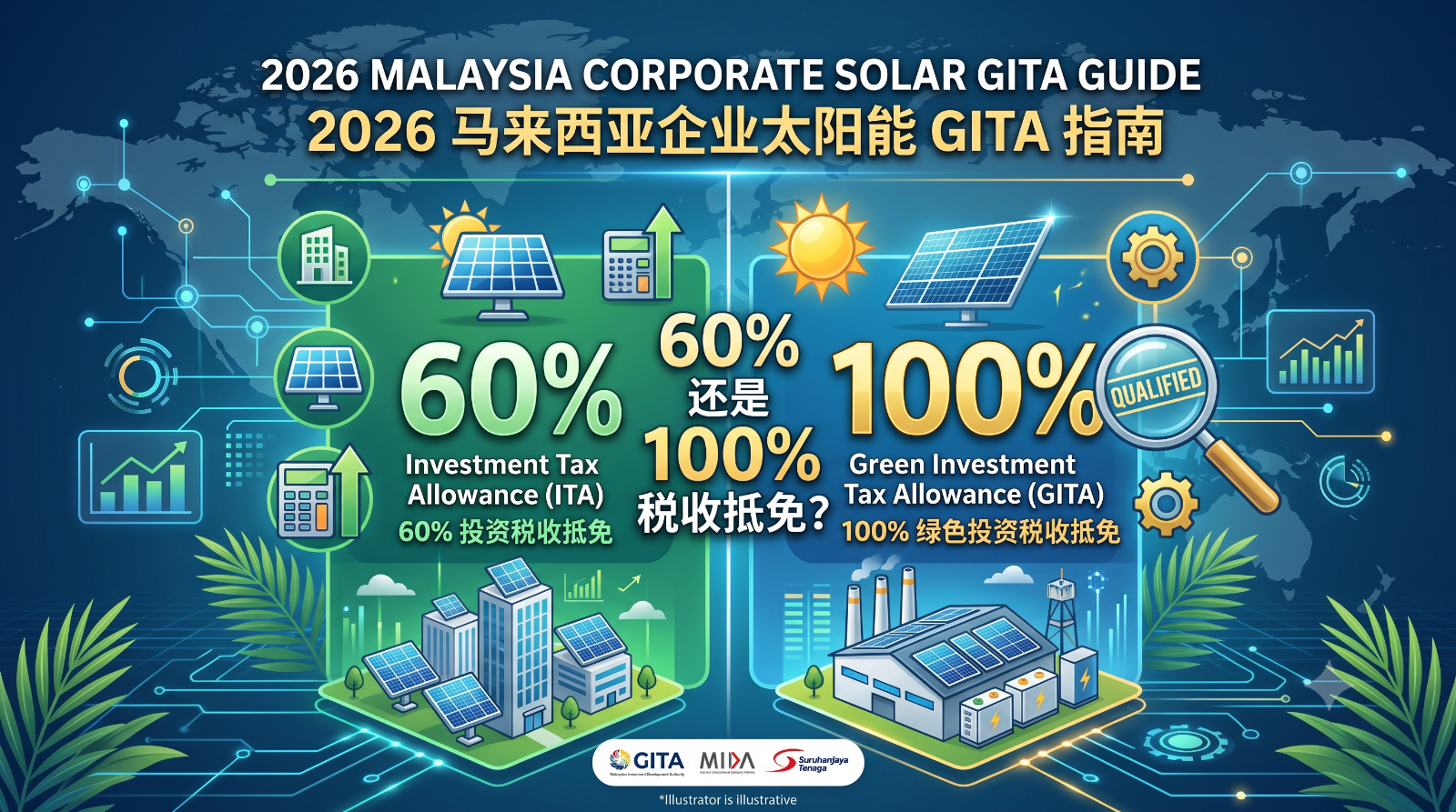 2026 Panduan GITA Solar Korporat Malaysia｜Elaun Cukai 60% atau 100%?
