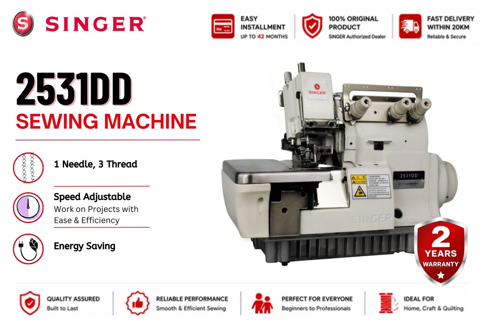 Singer Sewing Machine 2531DD �C 31 Built-In Stitches, Heavy Duty Mechanical Sewing Machine for Home 