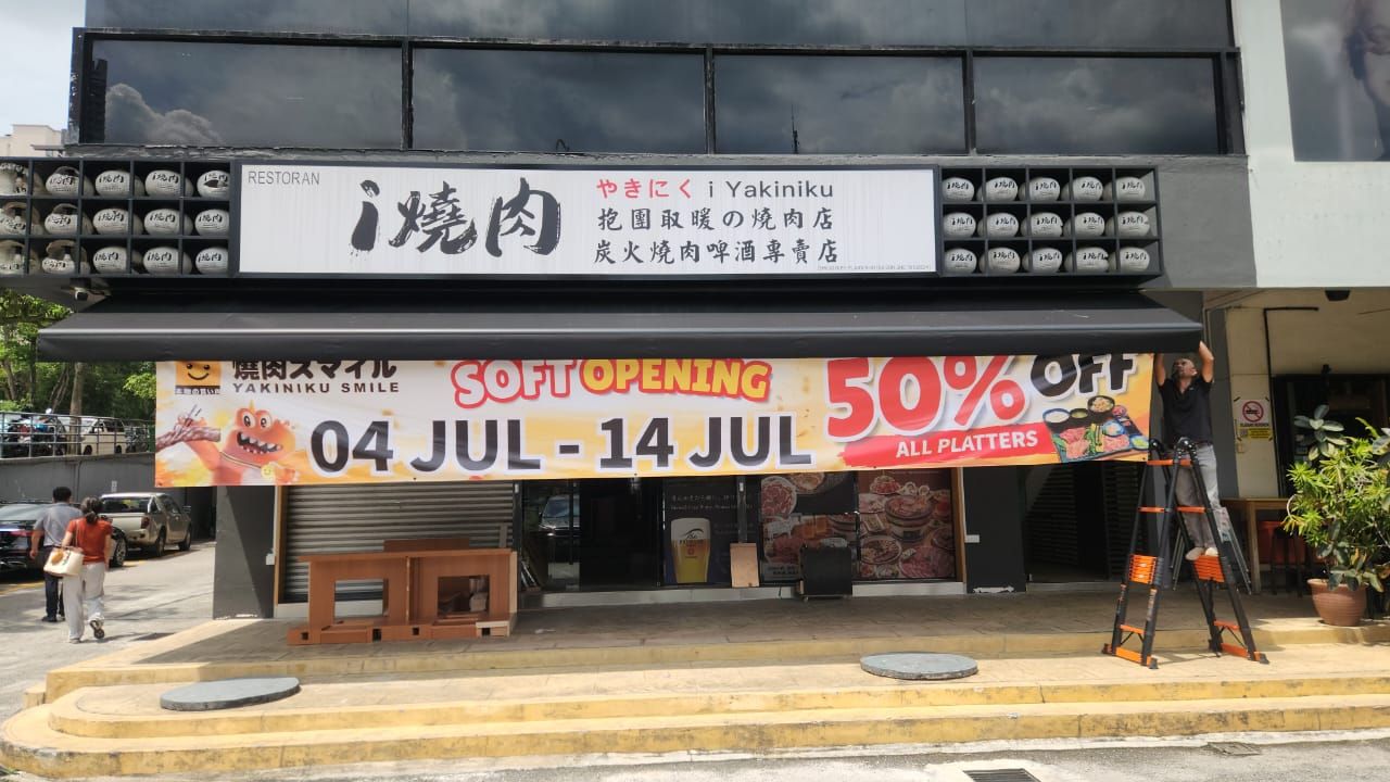 Print Grand Opening Banner for Restaurant at Sri Hartamas | Soft Opening Banner | Restaurant Promotion | Outdoor Advertising Banner | Banner Printing Malaysia