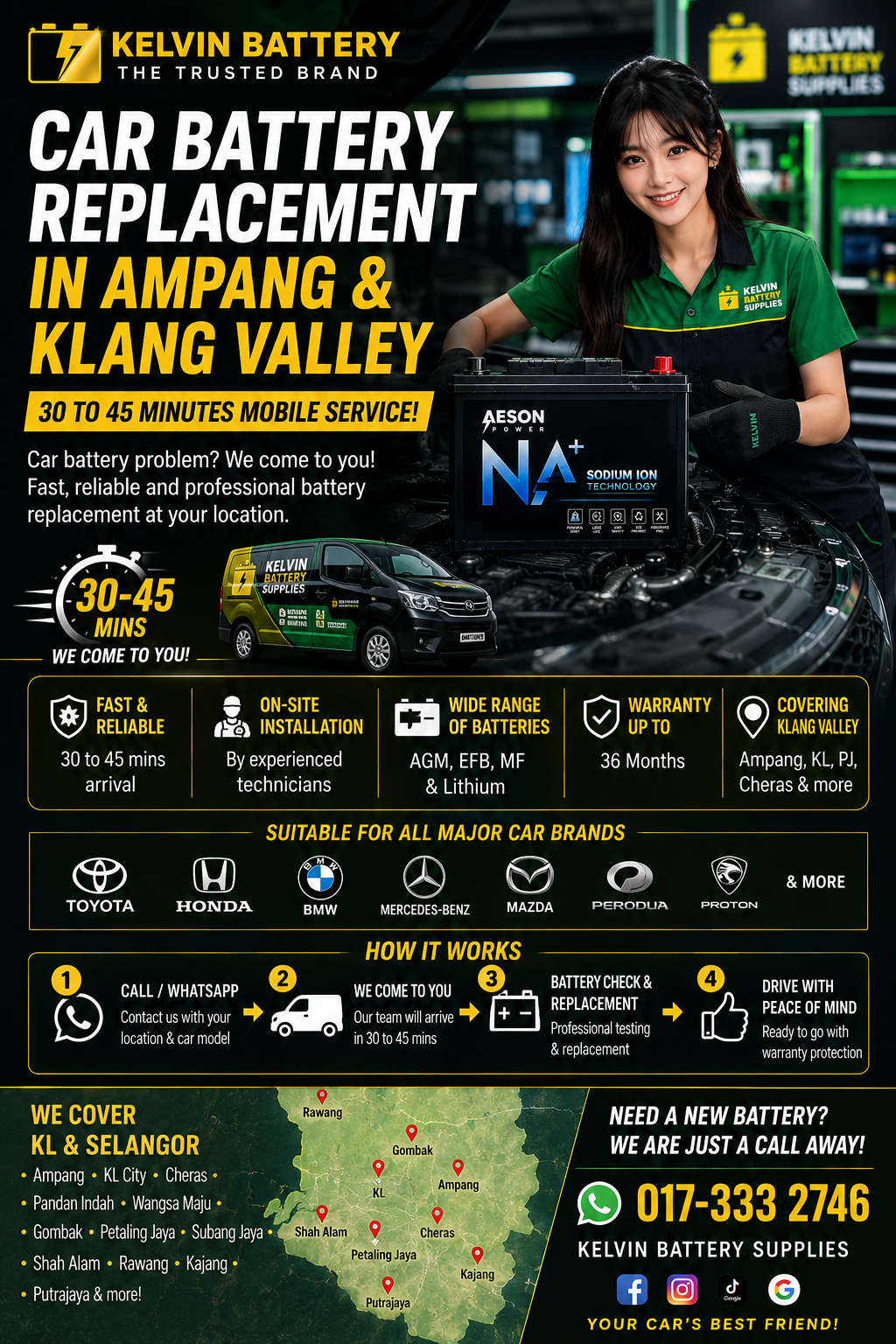 Car Battery Replacement in Ampang & Klang Valley – 30 to 45 Minutes Mobile Battery Service