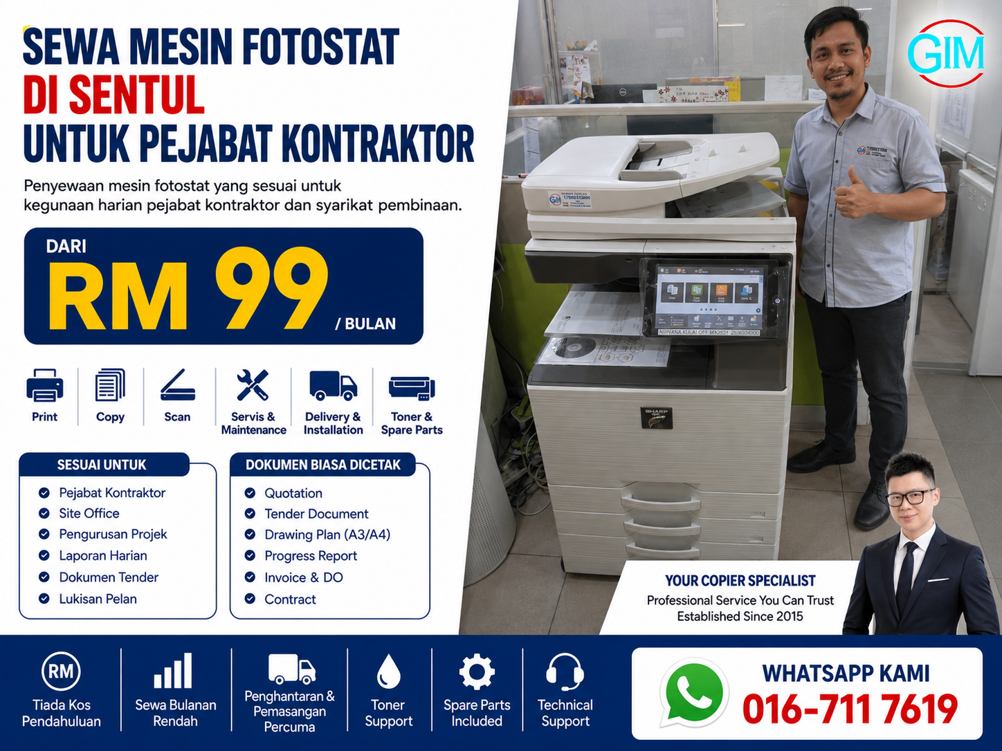 Sewa Mesin Fotostat di Sentul untuk Pejabat Kontraktor | Copier Rental Kuala Lumpur