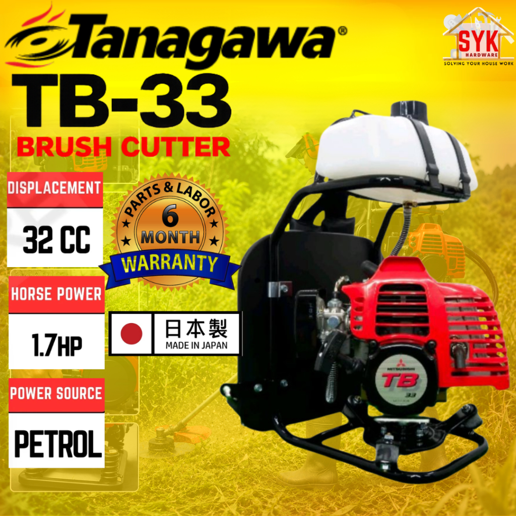 SYK Tanagawa Original Mitsubishi TB-33 Brush Cutter Set Heavy Duty Grass Cutter Machine Japan Lawn Mower Mesin Potong Rumput