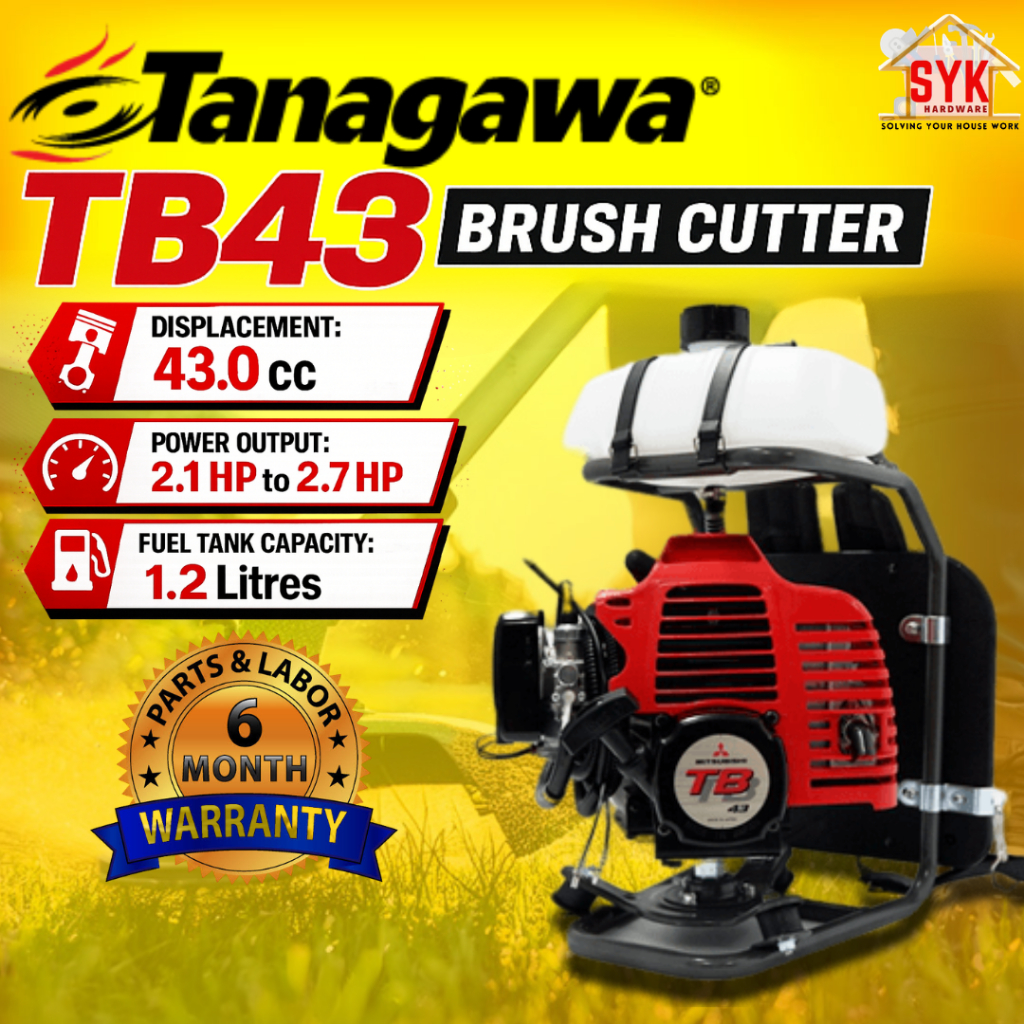 SYK Tanagawa Original Mitsubishi TB-43 Brush Cutter Set Heavy Duty Japan Grass Backpack Mesin Potong Rumput Petrol