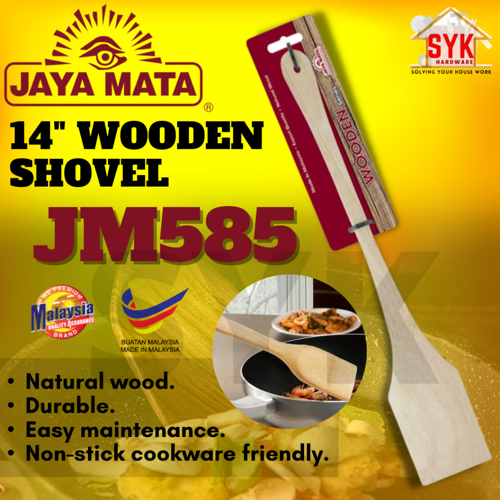 SYK Jaya Mata JM585 14" 1Pcs Wooden Shovel Wooden Wok Turner Cooking Spatula Kitchen Utensil Sudip Kayu