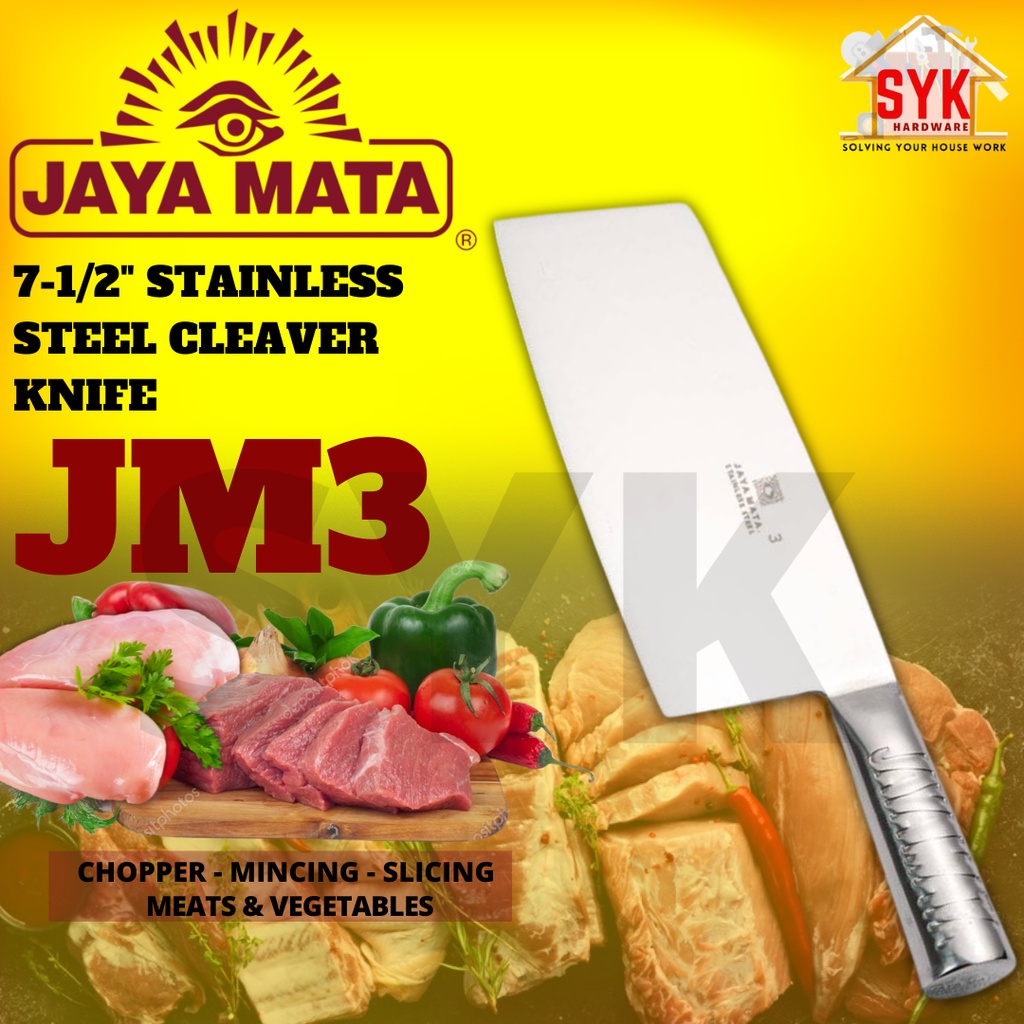 SYK Jaya Mata JM3 7 1/2 Inch Stainless Steel Cleaver Knife Kitchen Knife Pisau Pemotong Pisau Dapur Parang Serbaguna