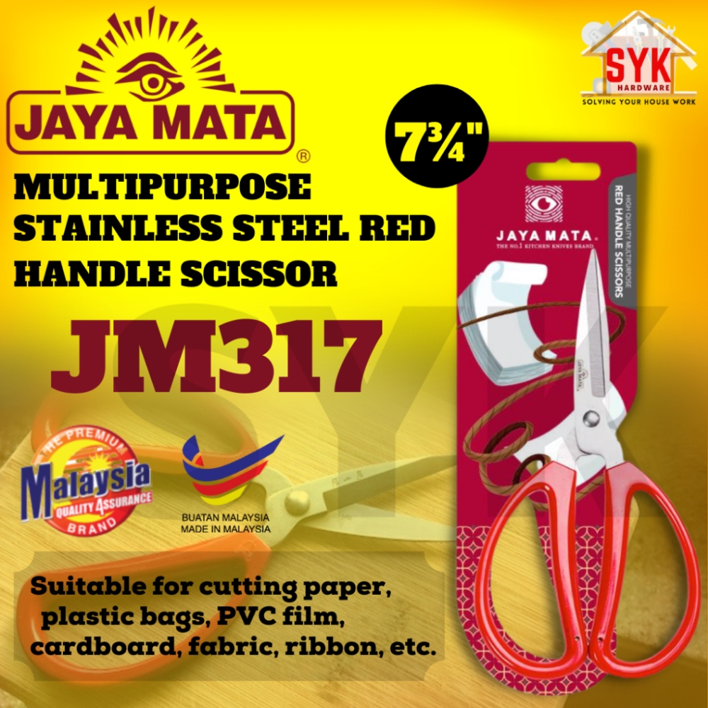 SYK JAYA MATA JM317 7 3/4" Stainless Steel Red Handle Scissor Multipurpose Scissor Gunting Pelbagai Guna