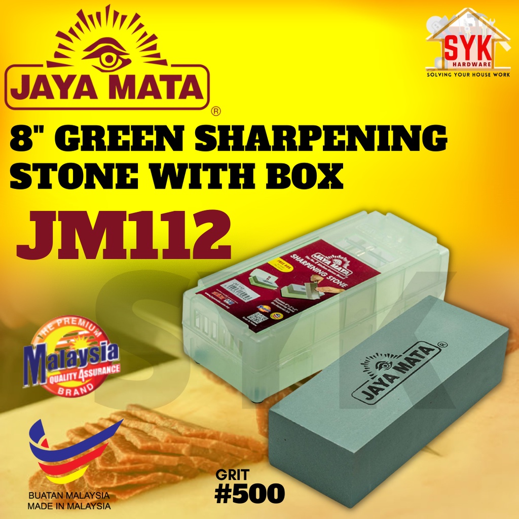 SYK Jaya Mata JM112 8" Green Sharpening Stone Knife Arkansas Stone Batu Pengasah Alat Pengasah Pisau Dapur