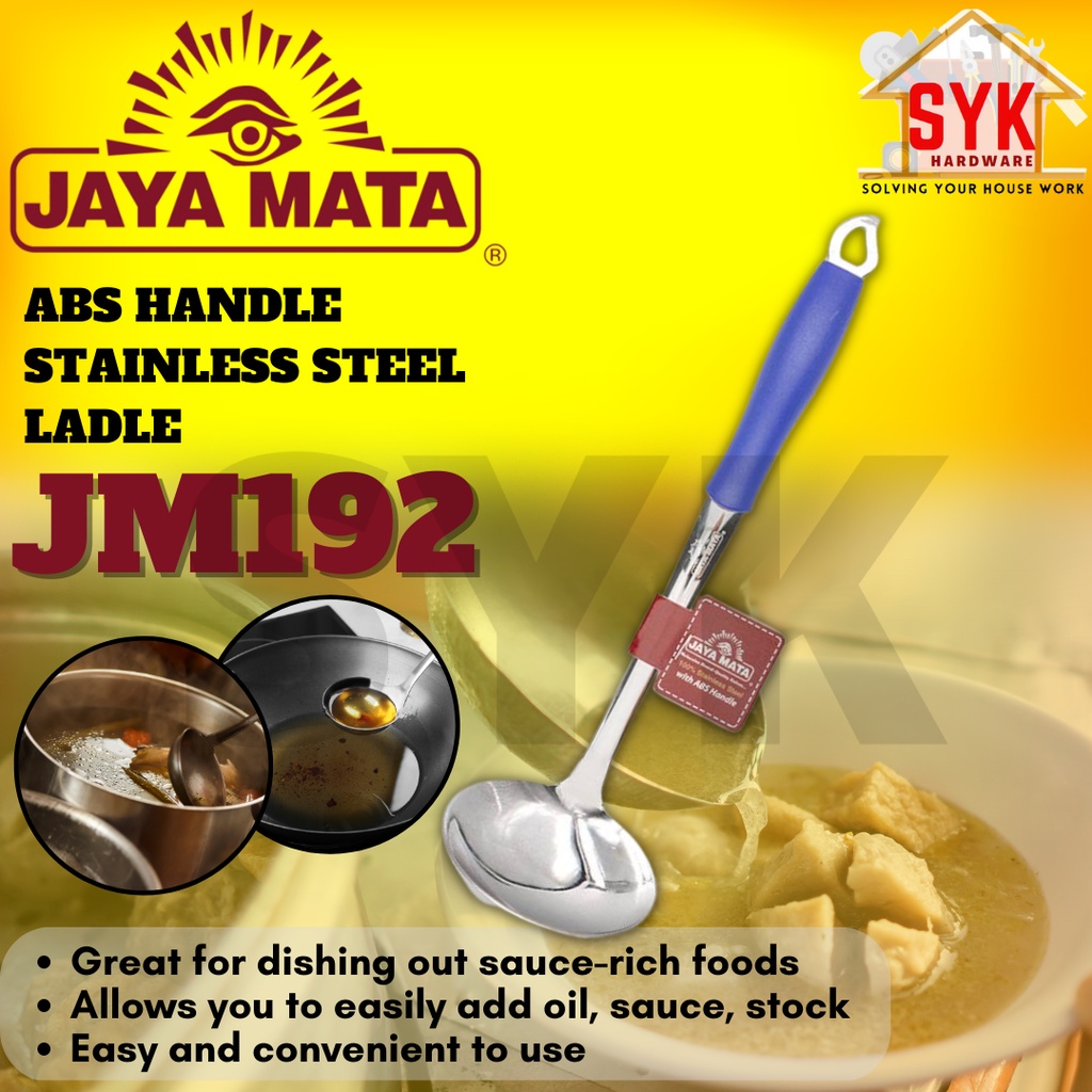 SYK Jaya Mata JM192 Abs Handle Stainless Steel Ladle Thick Quality Kitchen Tools Oil Soup Gravy Ladle Senduk Soup