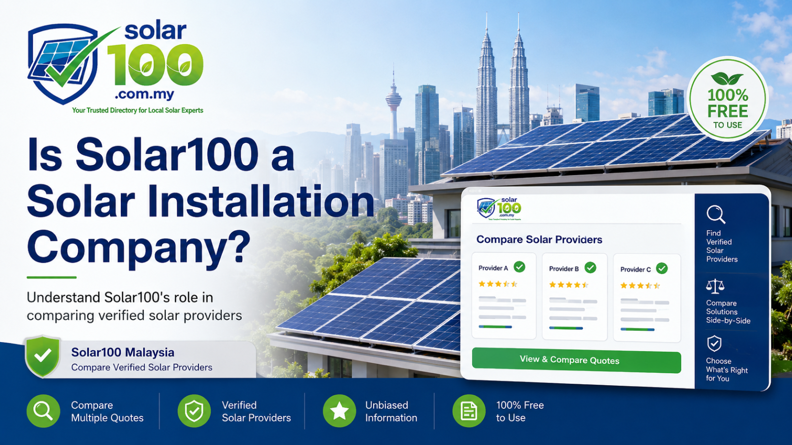 SOLAR100 马来西亚太阳能指南 --- Solar100 是太阳能安装公司吗？