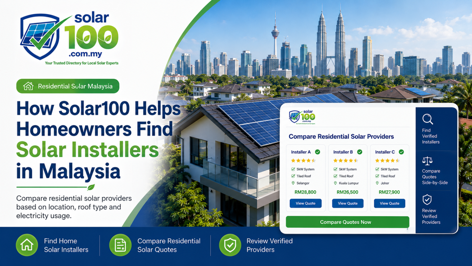马来西亚住宅太阳能指南 --- Solar100 如何帮助屋主寻找马来西亚太阳能安装商？