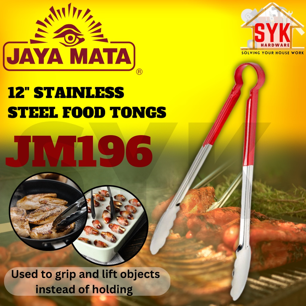 SYK Jaya Mata JM196 12 Inch Stainless Steel Food Tong Kitchen Tools Kitchenware BBQ Tools Penyepit Pengepit Makanan