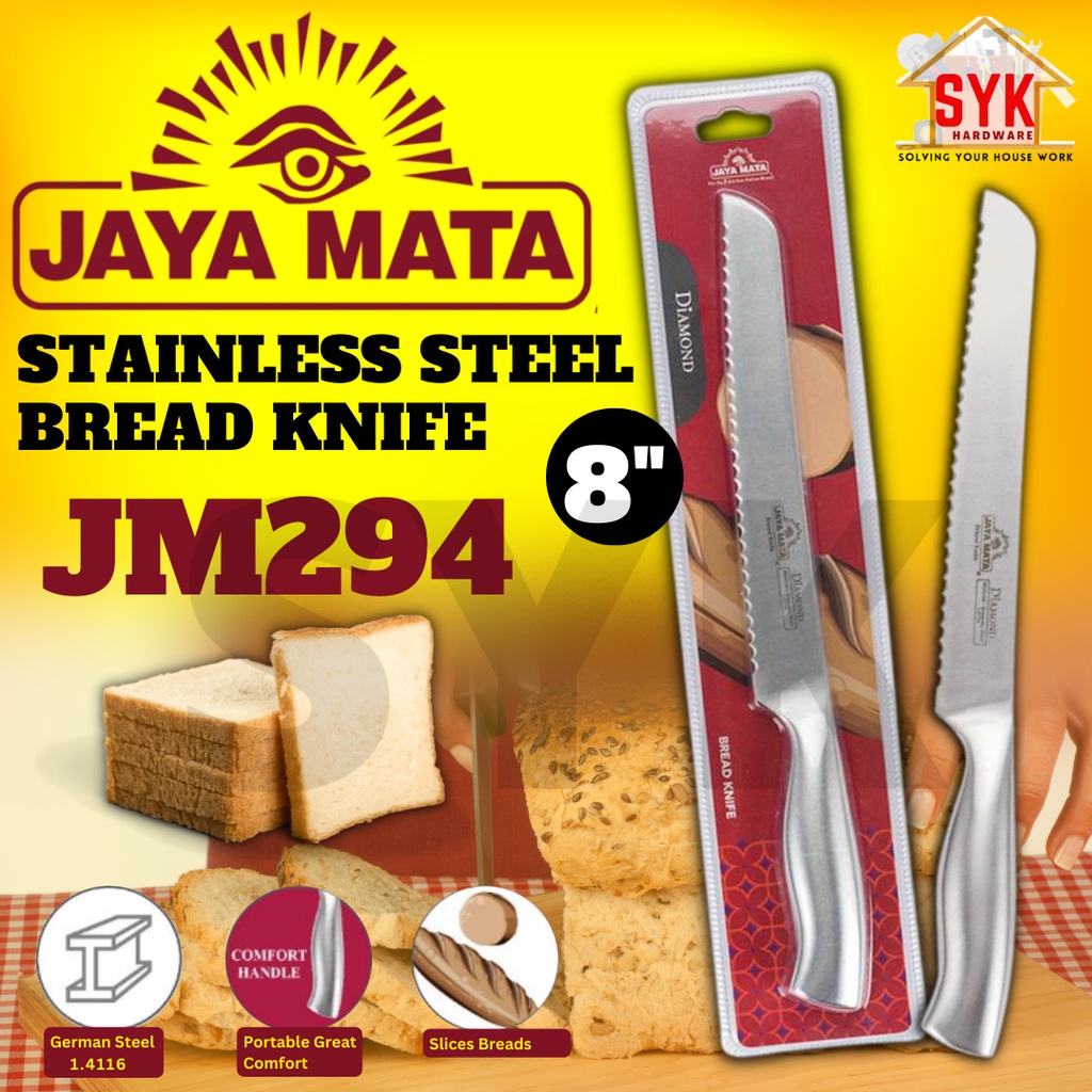 SYK Jaya Mata JM294 8" 1Pcs Stainless Steel Bread Knife Kitchen Knife Bread Cutting Slicing Knife Pisau Potong Roti