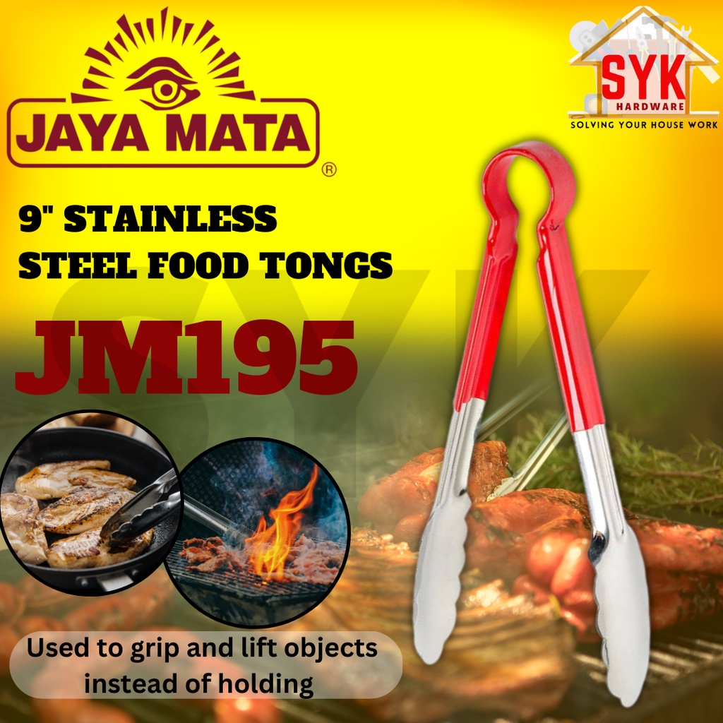 SYK Jaya Mata JM195 Stainless Steel Food Tongs Kitchen Tools Kitchenware BBQ Tools Penyepit Pengepit Makanan