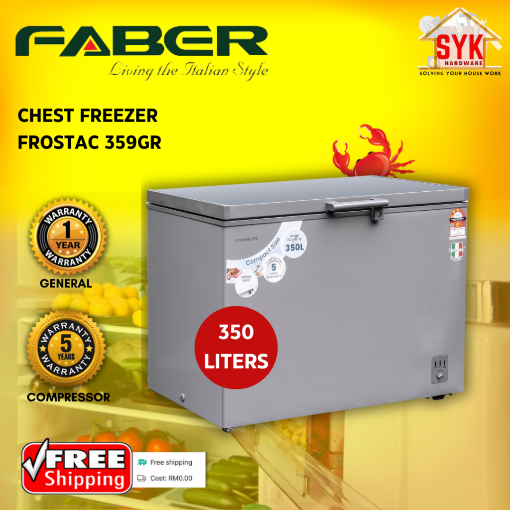 SYK Free Shipping Faber Frostac 359GR 350 Liters Chest Freezer Fridge Frozen Foods Freezer Peti Sejuk Beku