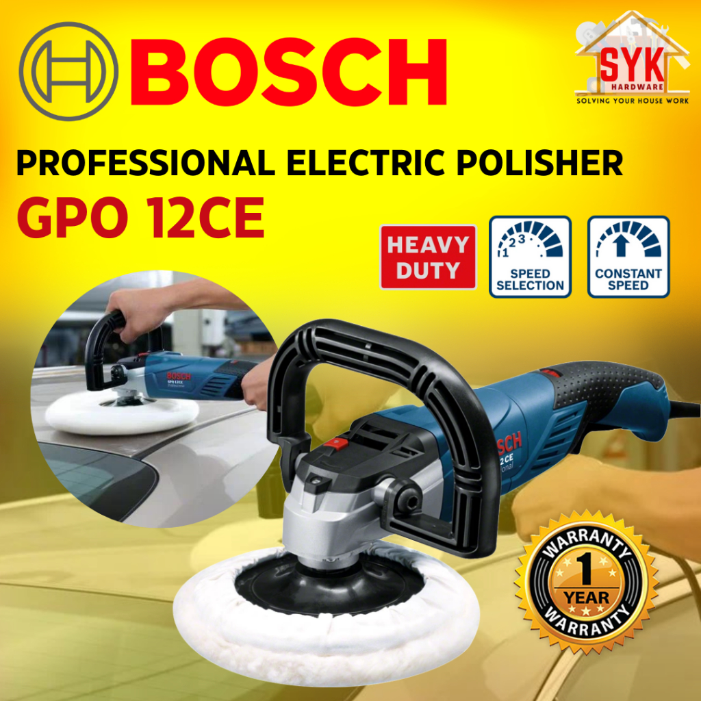SYK BOSCH GPO12CE GPO 12CE 1250W Professional Electric Polisher Car Polish Machine Mesin Polish Menggilap Kereta