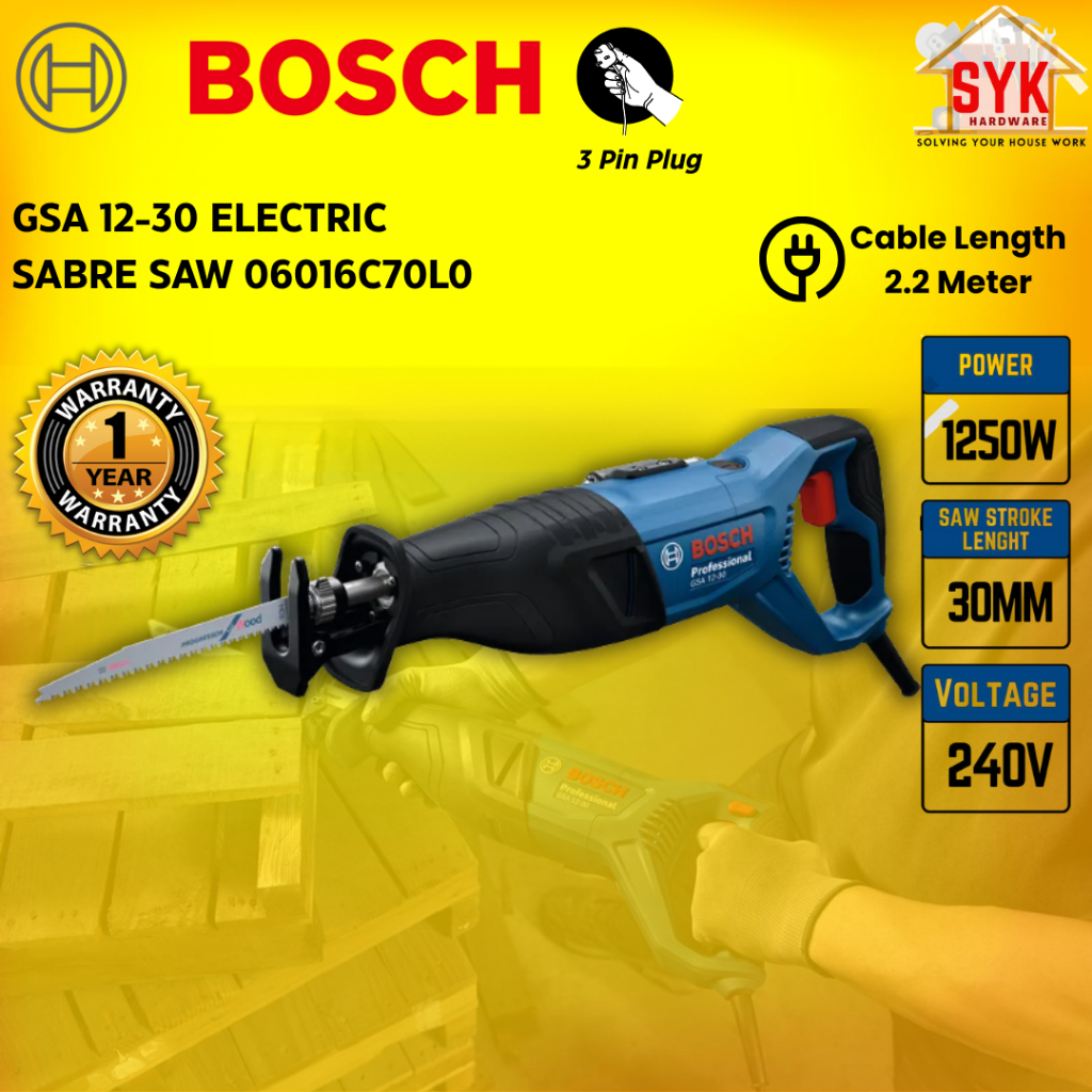 SYK Bosch GSA 12-30 Electric Sabre Saw Machine Reciprocating Saw Elektrik Mesin Gergaji Kayu 06016C70L0